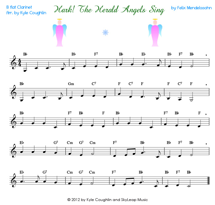 View the printable PDF of Hark the Herald Angels Sing for clarinet