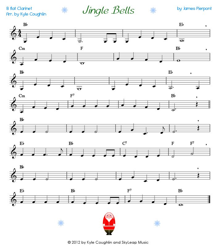 View the printable PDF of Jingle Bells for clarinet 