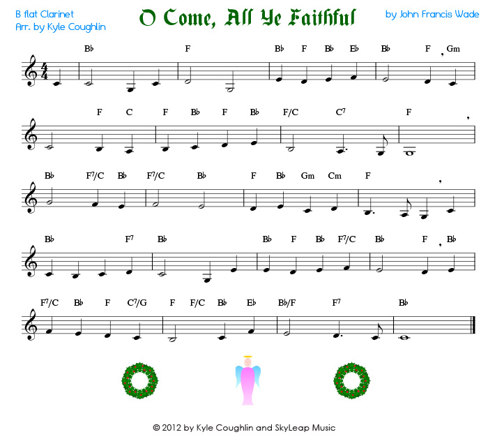 guitar books for beginners
 on Come All Ye Faithful for the clarinet - free, printable PDF sheet ...
