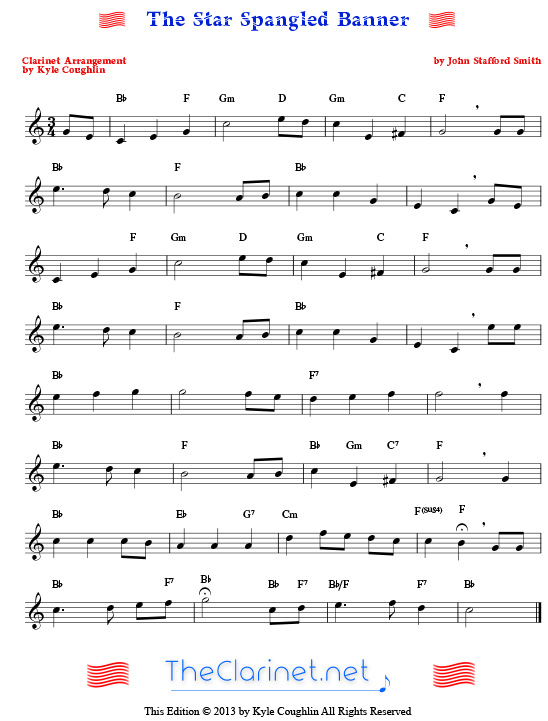 The Star Spangled Banner for Clarinet