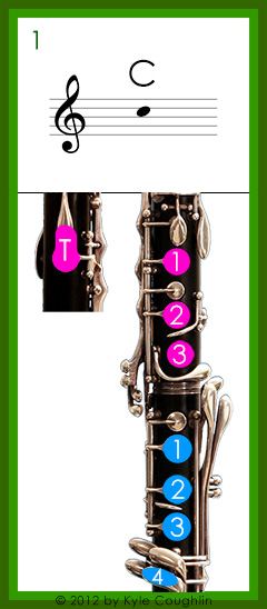 Clarinet fingering for upper register C, No. 1