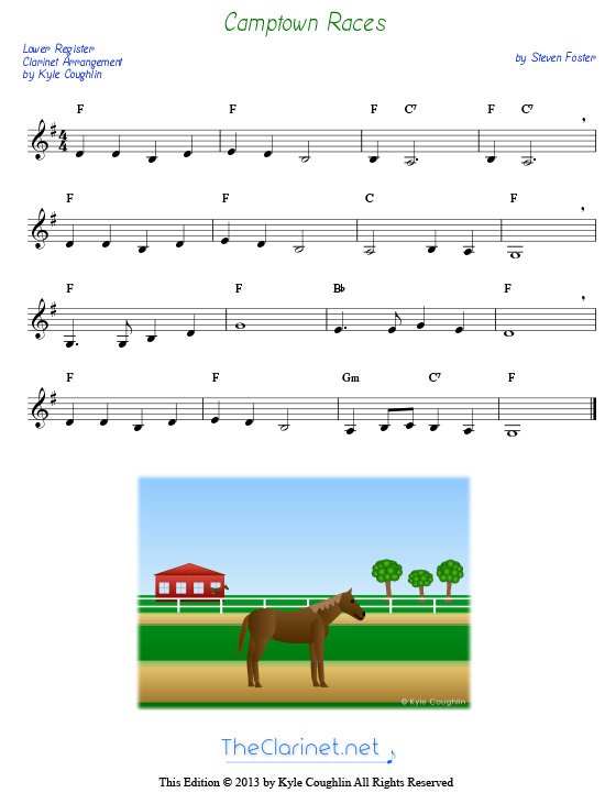 Camptown Races for clarinet, in the lower register