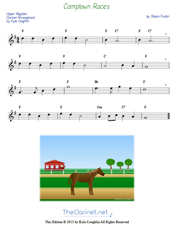 Camptown Races for the clarinet, in the upper register