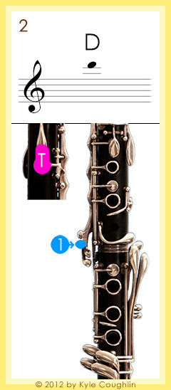 Clarinet fingering for altissimo register D, No. 2