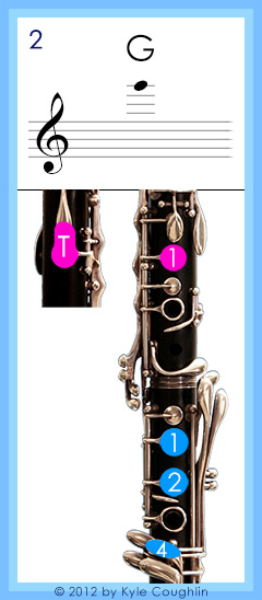 Clarinet fingering for altissimo register G, No. 2