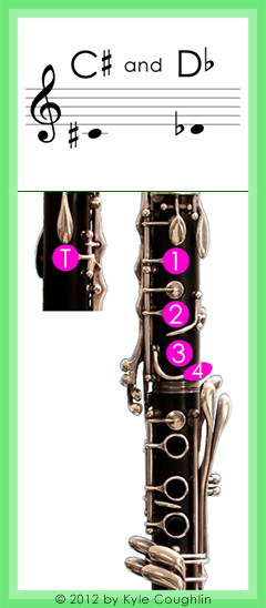 Clarinet fingering for low C sharp and D flat