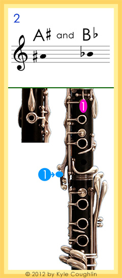 Alternate clarinet fingering for Throat Tone B flat and A sharp