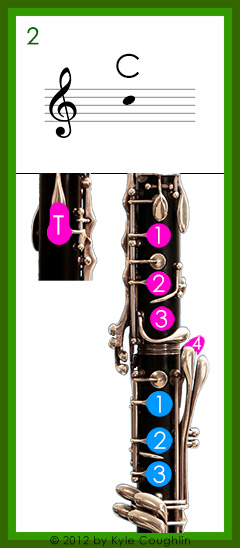 Clarinet fingering for upper register C, No. 2