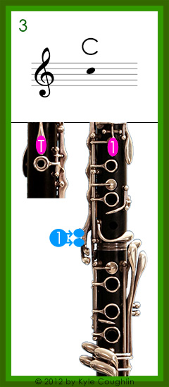 Clarinet fingering for upper register C, No. 3